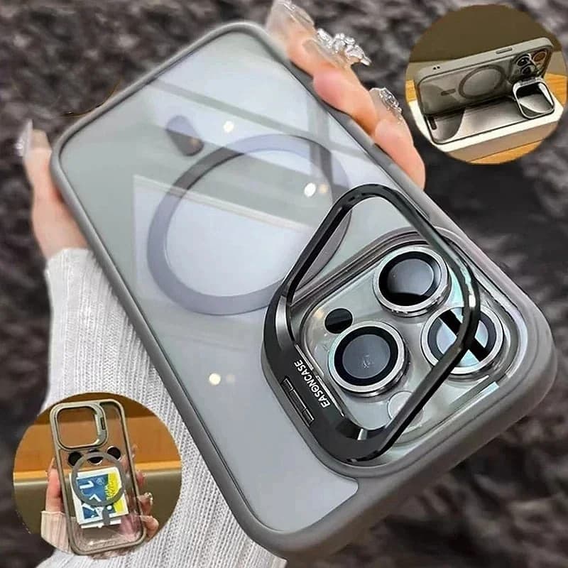 Luxo Magnético Transparente Caso De Telefone Case Capa Capinha De Celular Para iPhone 11 12 13 14 15 16 17 Pro Max Plus