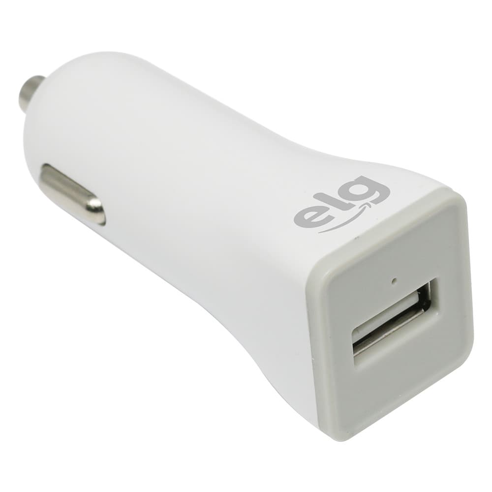 Carregador Veicular ELG, CC1SE, 12V-24V, USB, 1A, Proteção Antichamas e Curto, LED Indicador, Branco