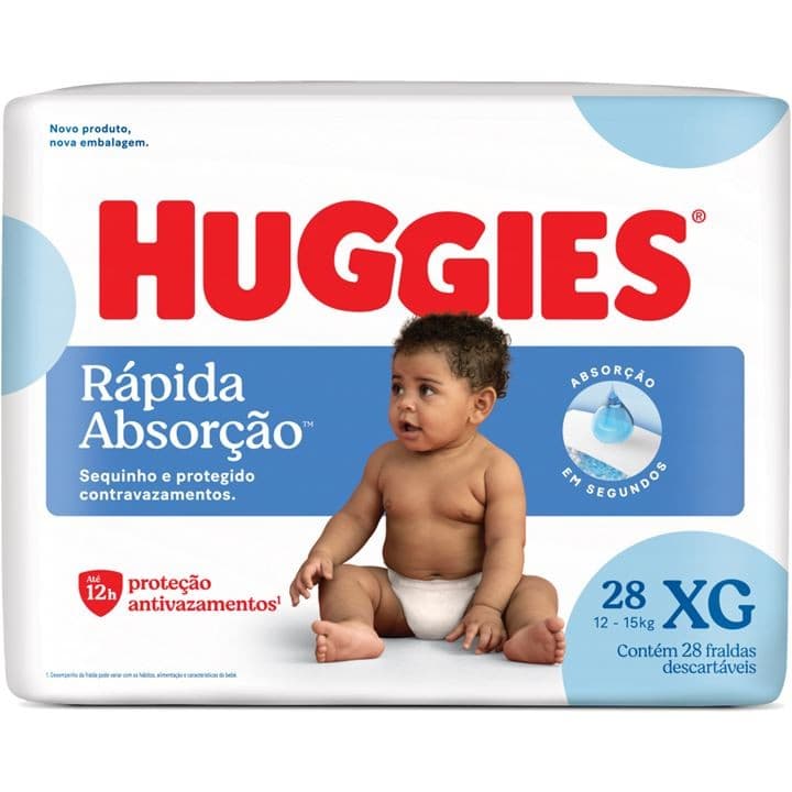 FRALDA HUGGIES RÁPIDA ABSORÇÃO MEGUINHA XG 28 un