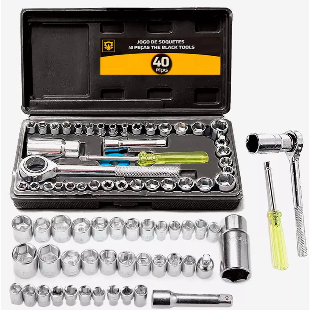 Kit Jogo Catraca Reversível Pito Soquete Ferramentas 40 Peça