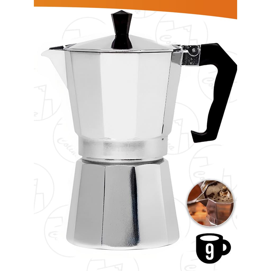 Cafeteira Italiana Moka Quadrada Café Expresso Alumínio 9 Xícaras Kolling Sell