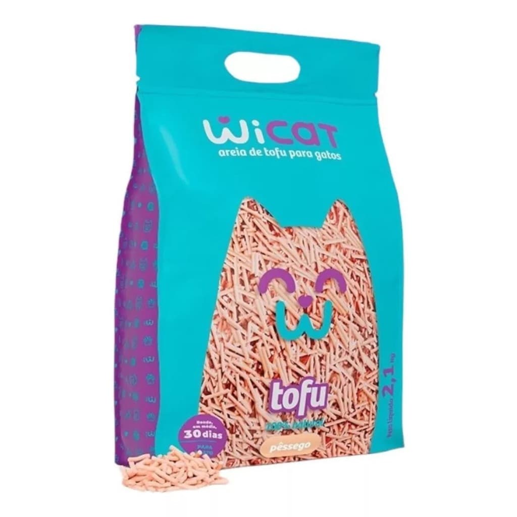 Wicat Areia Sanitária De Tofu Higiênica Gatos Pêssego 2.1kg