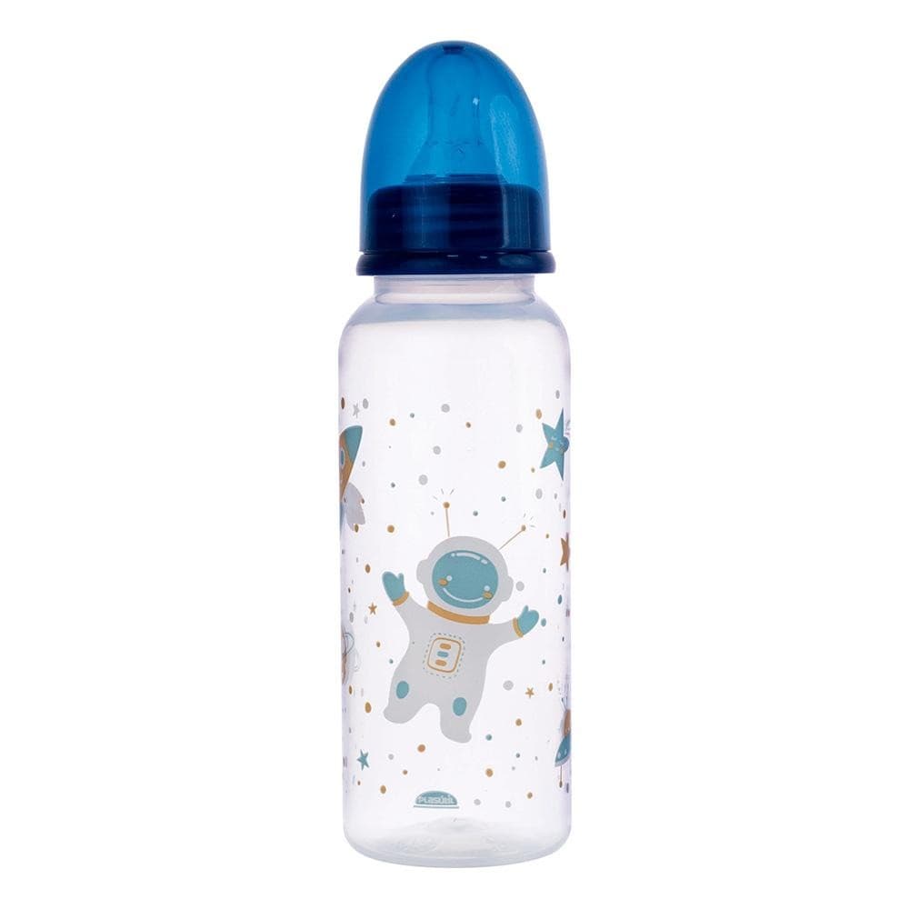 Mamadeira Anticólica Astronauta Azul 250 ml Menino Infantil Bebê Plasútil