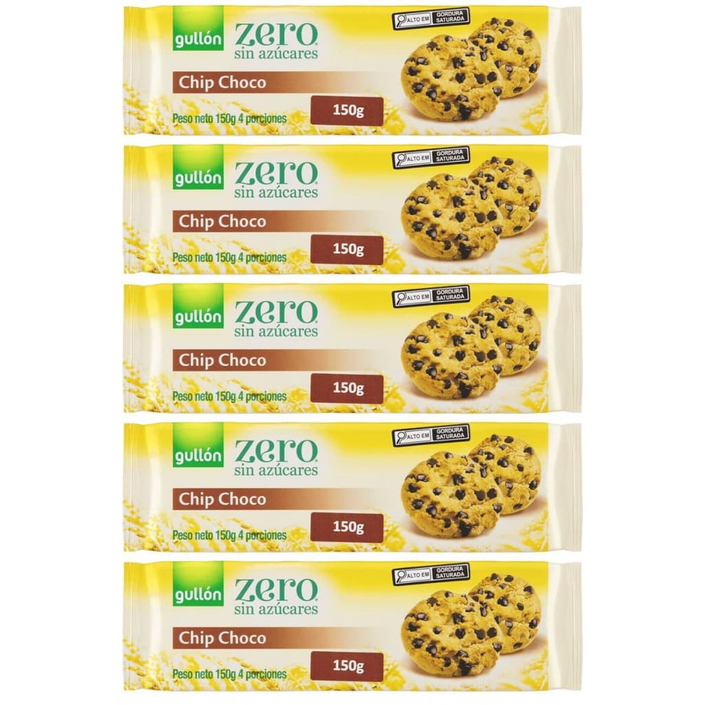 Kit 5 Biscoito Importado Gota Chocolate Gullon 150G S/Açúcar