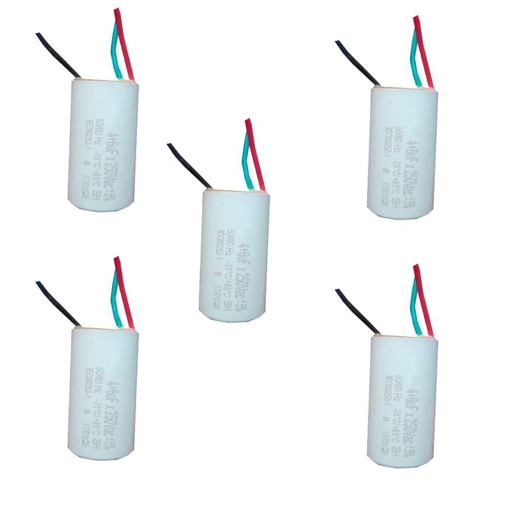 KIT 5 CAPACITOR 3 FIOS REDONDO 4+6  UF X 250V TRI