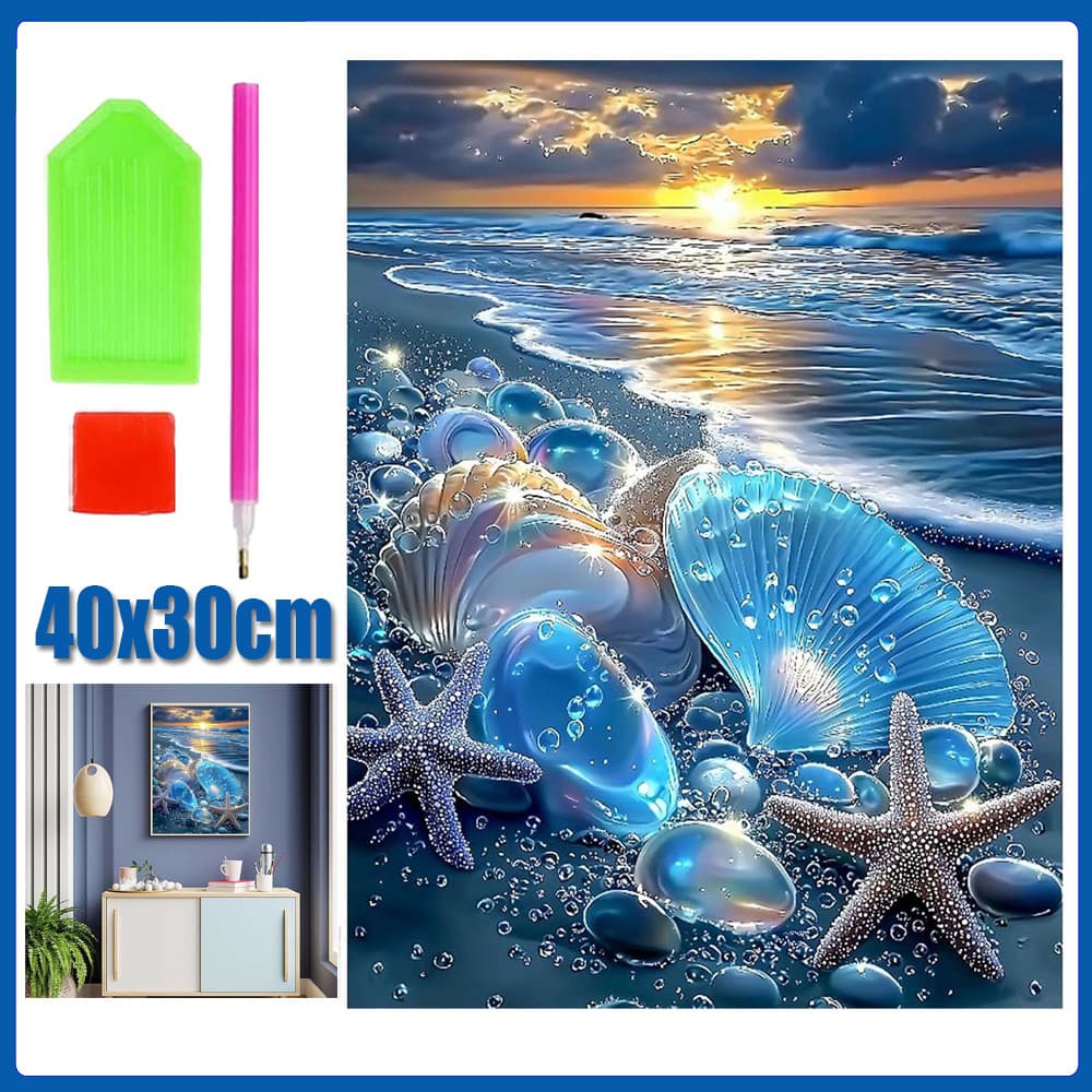 40x30cm Praia Azul Pintura Diamante 5D Pintura de Diamante Conjunto De Pintura Com Diamante Conto De Quadrado 7D Kits