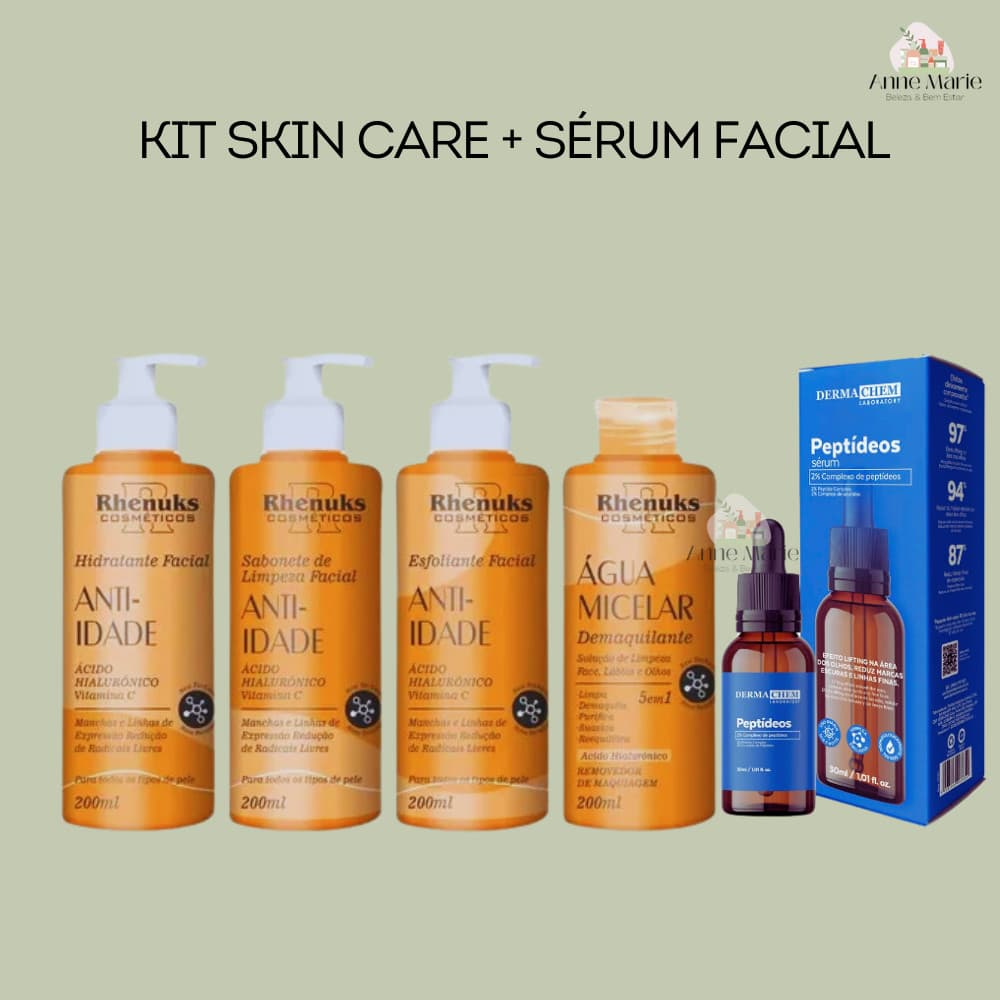KIT DE SKIN CARE ANTI IDADE + SÉRUM PEPTÍDEOS FACIAL