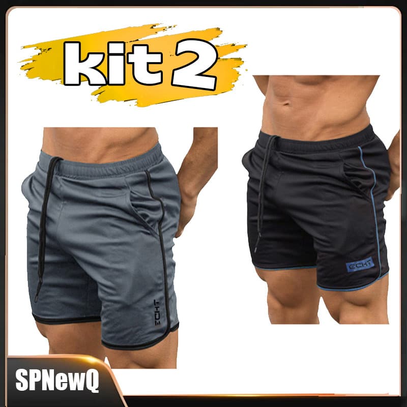 Kit 2pcs Shorts Masculinos De Treino De Musculação E Corrida