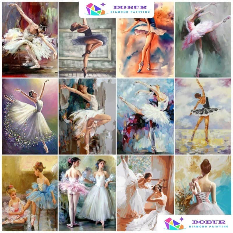DOBUR | Conjunto De Pintura Diamante Ballet Woman 5D DIY Rodada/Quadrado Full Broca Lona Com Número Artesanato Presente 