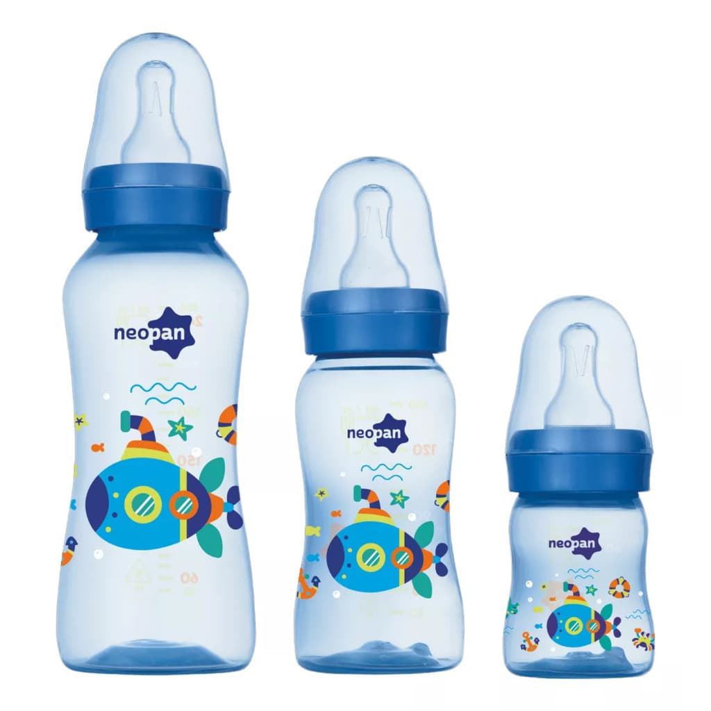 KIT 3 MAMADEIRAS NEOPAN SUBMARINO AZUL  BICO CONVENCIONAL - 250ML/140ML/70ML