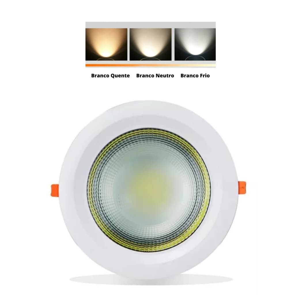 Luminária LED 40W Downlight REDONDA Branco Frio / Branco Quente / Branco Neutro 4000k SUPER LED de Embutir Bivolt/led