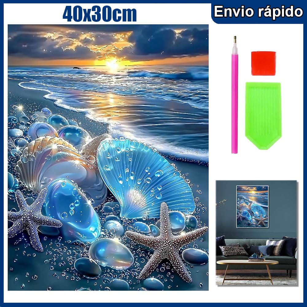 40x30cm Praia Azul Pintura Diamante 5D Pintura de Diamante Kits De Pintura Diamante Para Adultos Quadrado