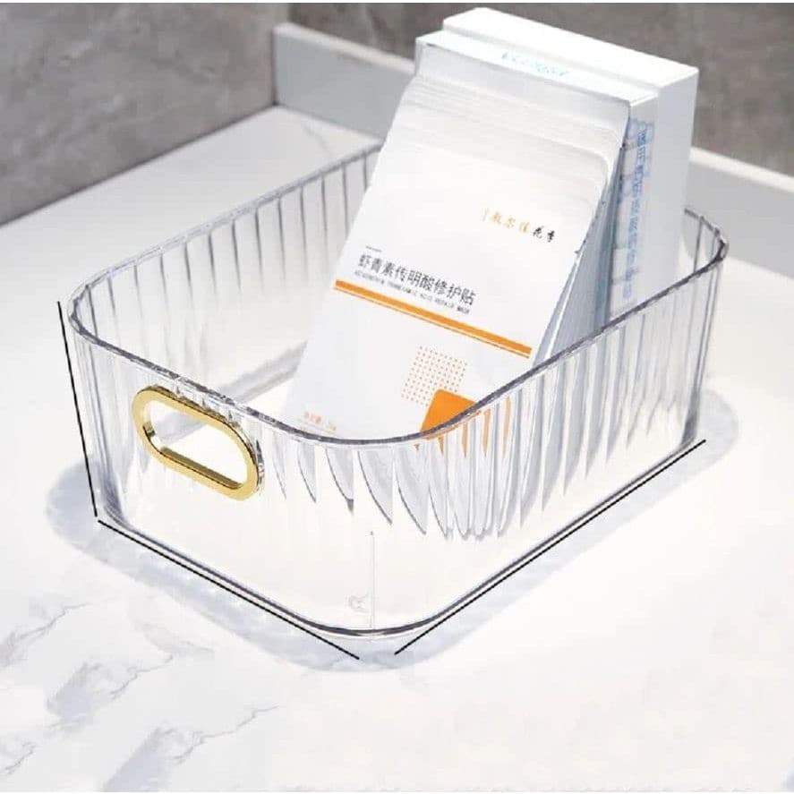 Organizador Cesto Acrílico Plástico Clear Armário Multiuso Cozinha Dispensa Banheiro 27x20x10
