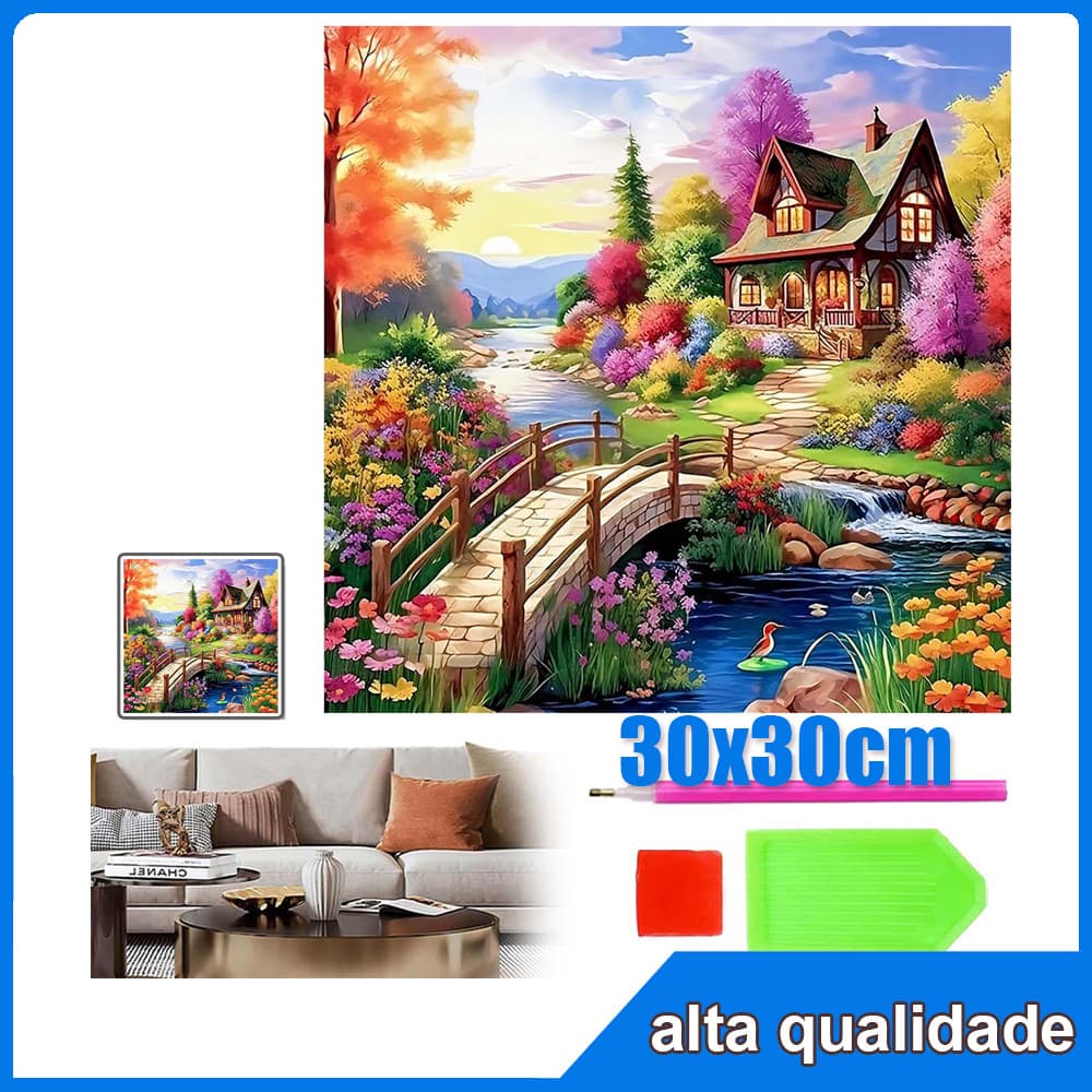 30x30cm casa Quadrado Pintura Diamante 5D Pintura de Diamante Pintura Com Diamante A Óleo 5D DIY Decorativa Pintad