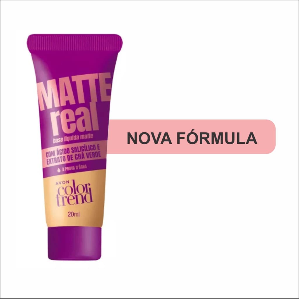 Base Líquida Matte Real Avon Nova Fórmula Controle de Oleosidade e Cobertura Perfeita