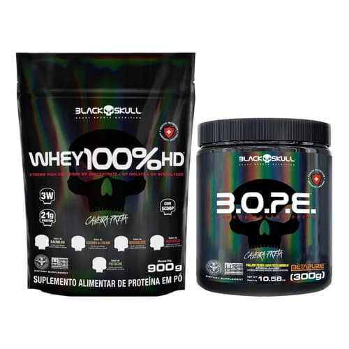 Whey 100% Hd 900g Baunilha + Pre Treino Bope 300g