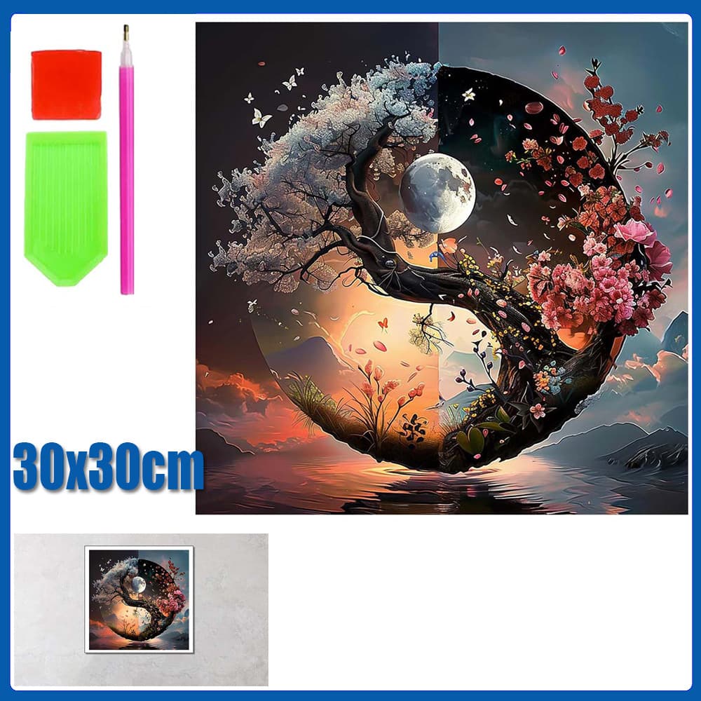 30x30cm Yin e Yang Pintura Diamante 5D Pintura de Diamante Conjunto De Pintura Com Diamante Conto De Quadrado 5D Kits