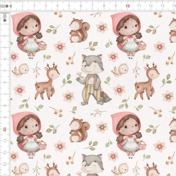 Tecido Tricoline Digital Garotinha na Floresta Costura Artesanato Patchwork Pano Ateliê DIY