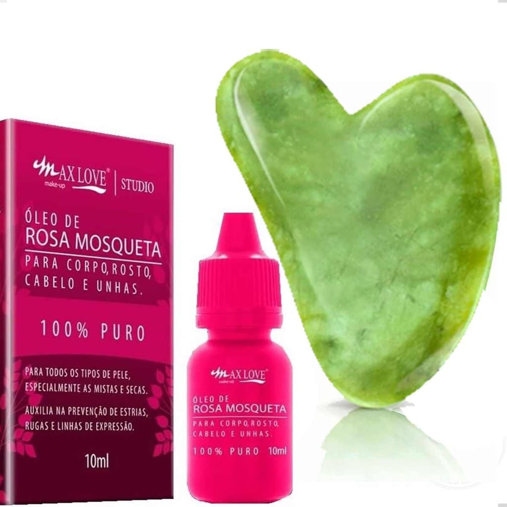 Oleo de Rosa Mosqueta + Gua Sha Anti Idade/ Rugas /Skin Care Desbloqueie Juventude Radiante Chinesa