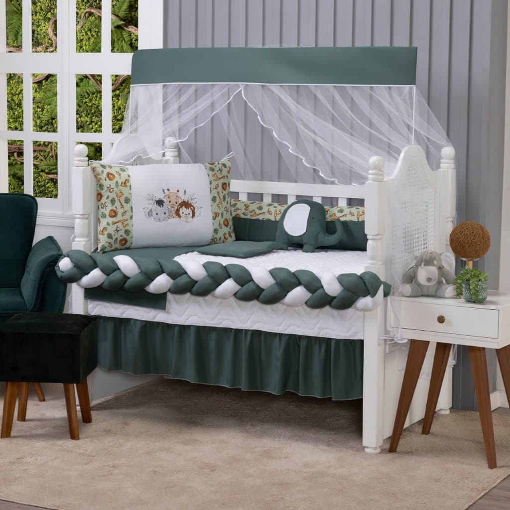 Kit Berço Menina e Menino Paris 10 peças Americano Enxoval de Bebê Estampado Completo