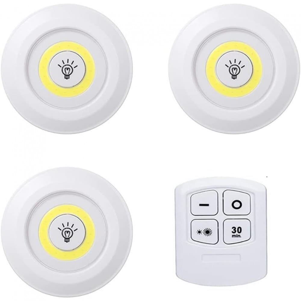 Kit 3 Lâmpada Luminária Led com controle remoto sem fio