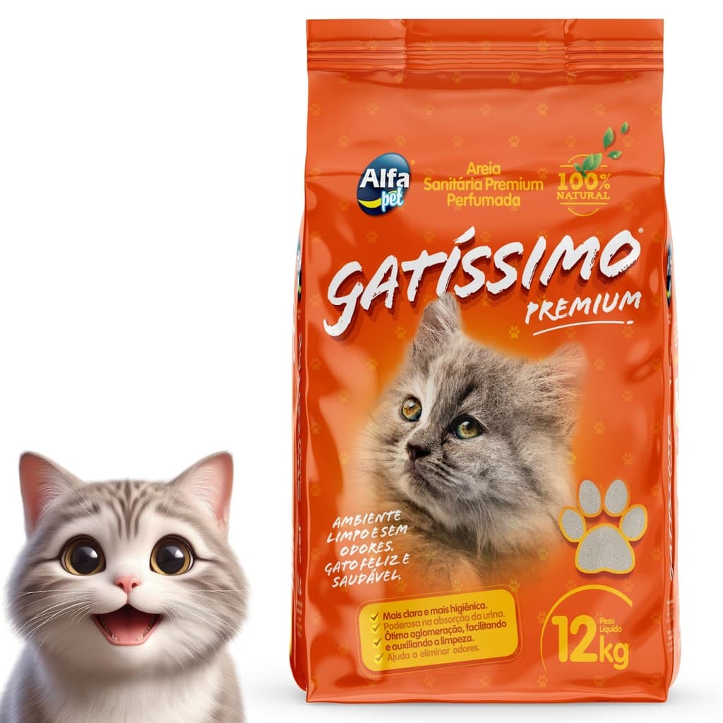 Areia Gatissimo Gato Sanitaria Higienica 12kg Premium Perfumada
