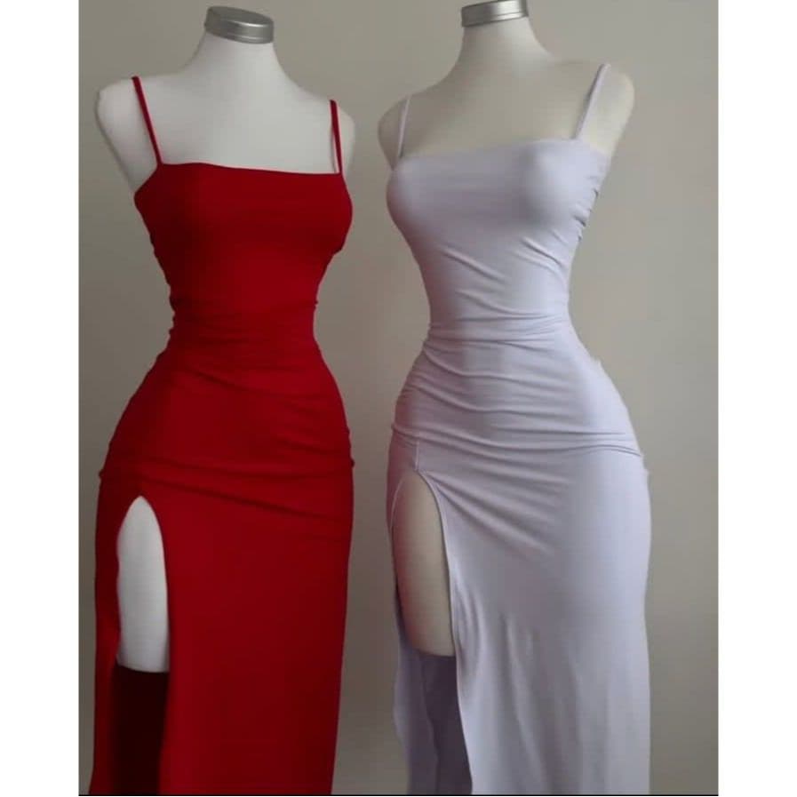Vestido Longo Suplex Fenda na frente Empina Detalhe no Bumbum Festa Alca Trançado nas costa