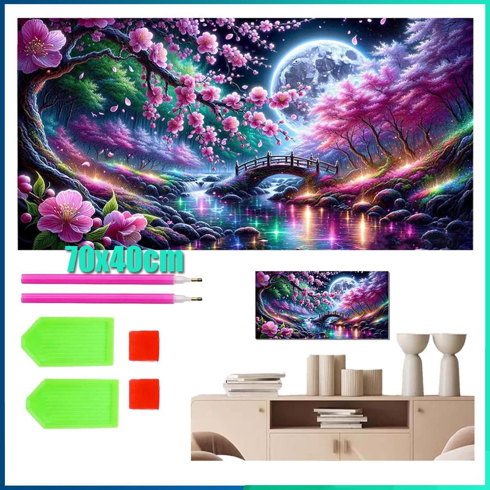 Quadrado Pintura Diamante 5D Pintura de Diamante Pintura DIY 5D Diamante 70x40cm flor de cerejeira