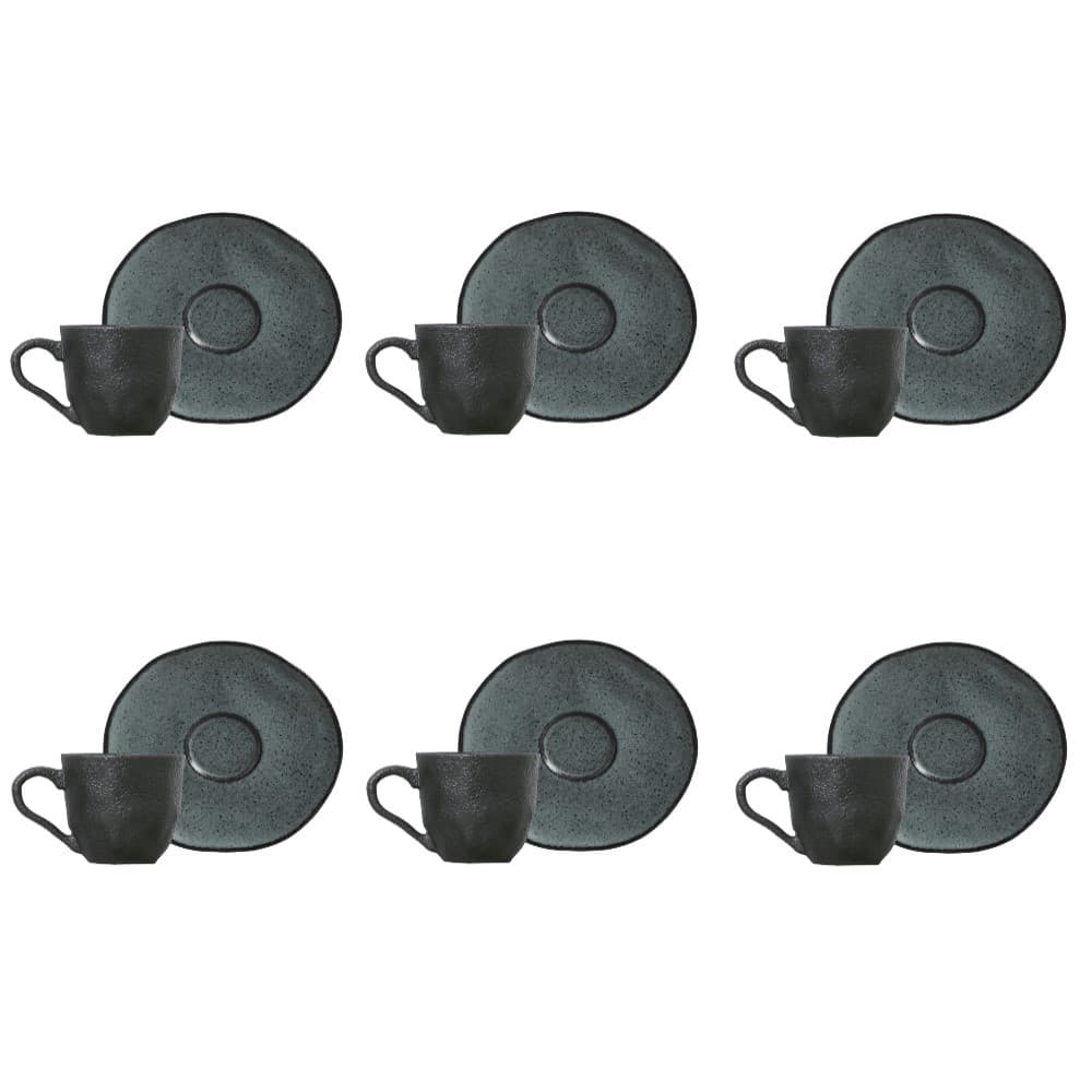 Conjunto de Xícara de Cafezinho com Pires 06 Peças Orgânico Petroleum Porto Brasil