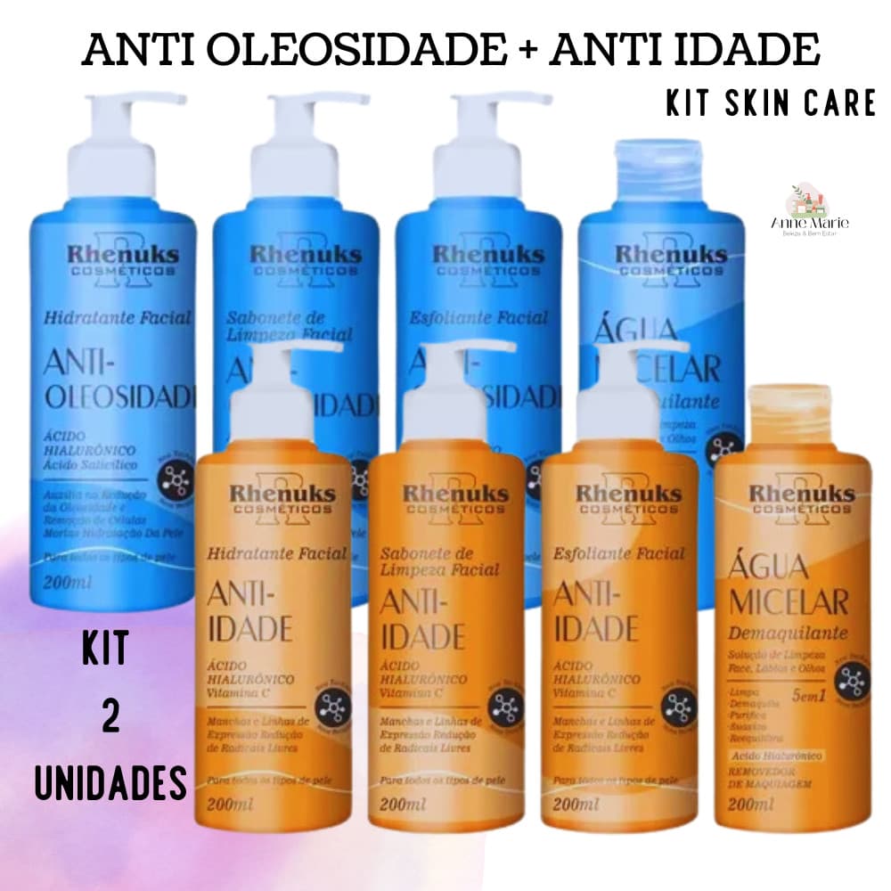 KIT DE SKIN CARE ANTI IDADE + ANTI OLEOSIDADE RHENUKS