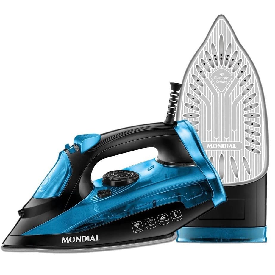 Ferro de Passar a Vapor Mondial Ultra Turbo 2000w  Preto azul 220V