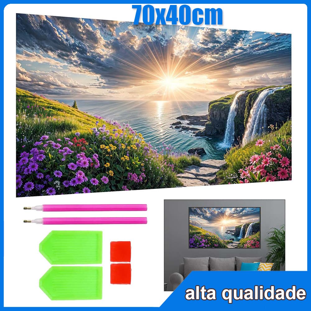 70x40cm flor do amanhecer Quadrado Pintura Diamante 5D Pintura de Diamante Pintura Com Diamante A Óleo Decorativa Pintad