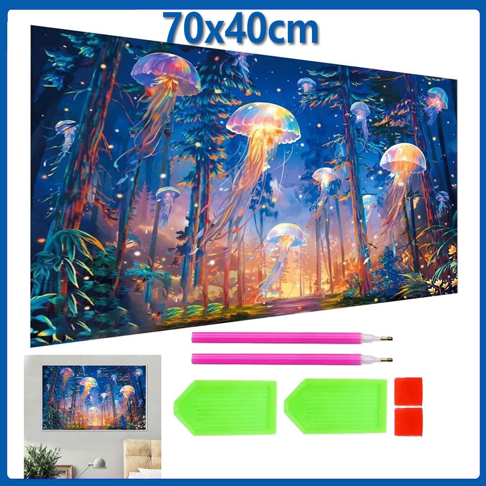 70x40cm água-viva Pintura Diamante 5D Pintura de Diamante Conjunto De Pintura Com Diamante Conto De Quadrado 5D Kits
