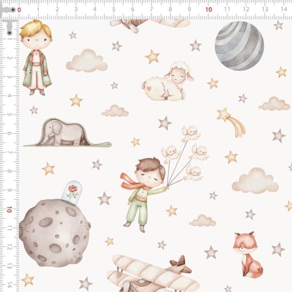Tecido Tricoline Digital Sonhos Estelares Costura Artesanato Patchwork Pano Ateliê DIY