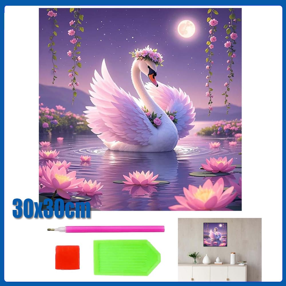 30x30cm cisne Pintura Diamante 5D Pintura de Diamante Conjunto De Pintura Com Diamante Conto De Quadrado 5D Kits