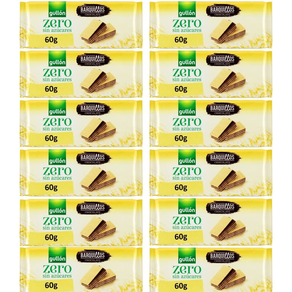 Kit 12 Wafer Importado Chocolate Gullon 60 Gramas Sem Açúcar