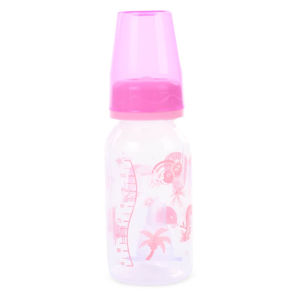 Mamadeira Bebê New Baby Plus Bico Pvc Decorada 150ml Rosa