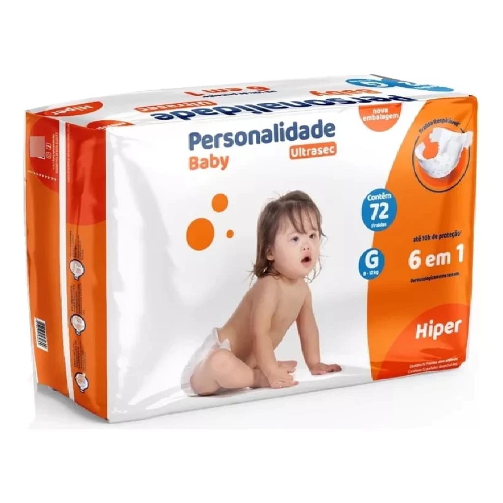 Fralda Personalidade Baby Ultrasec Hiper G Com 72 Fraldas