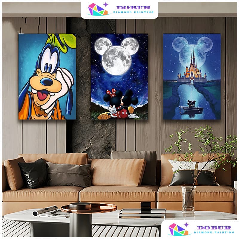 Kits De Pintura De Diamante Para Adultos Redondos/Quadrados , Disney Mickey Mouse 5D DIY Broca Completa Arte Artesanato 