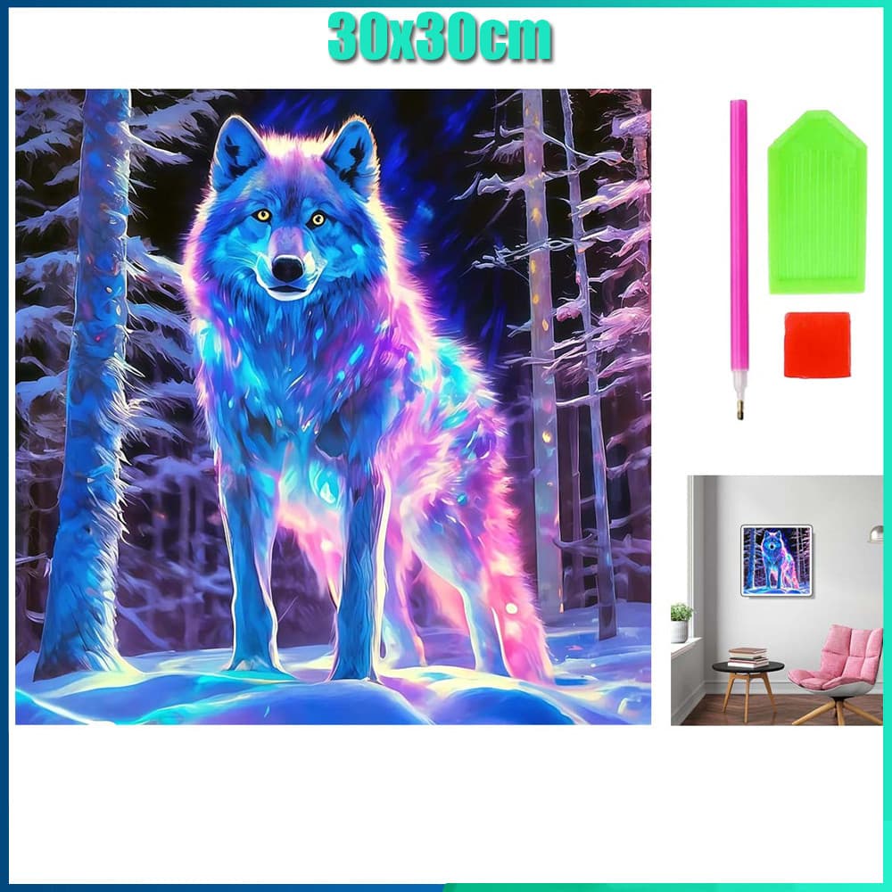 Quadrado Pintura Diamante 5D Pintura de Diamante Pintura DIY 5D Diamante 30x30cm lobo da neve