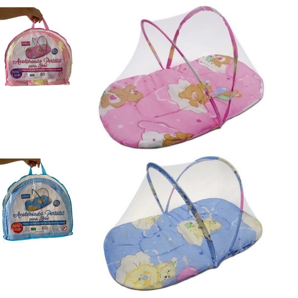 Berço Portátil Acolchoado P/ Bebê Mosquiteiro Pais & Filhos - 7842