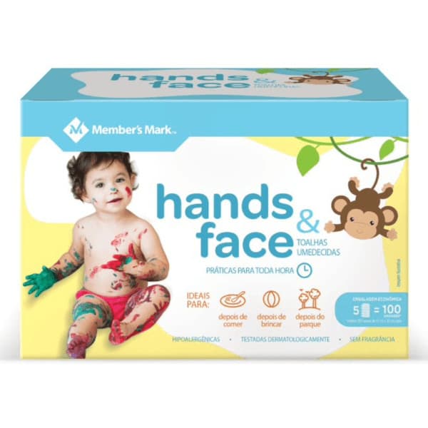 Toalha Lenço Umedecido Hands & Face Members Com 100unds