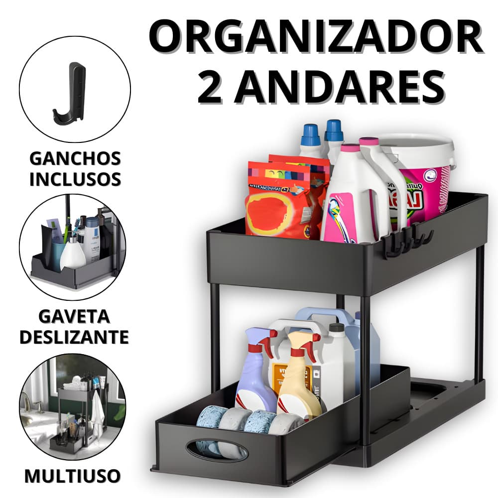 Organizador De Cozinha Multiuso Organizado De Banheiro 2 Andares Multifuncional Com Bandeja Casa