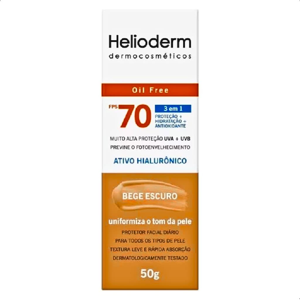 Protetor Solar Facial FPS 70 Bege Escuro 50g Helioderm