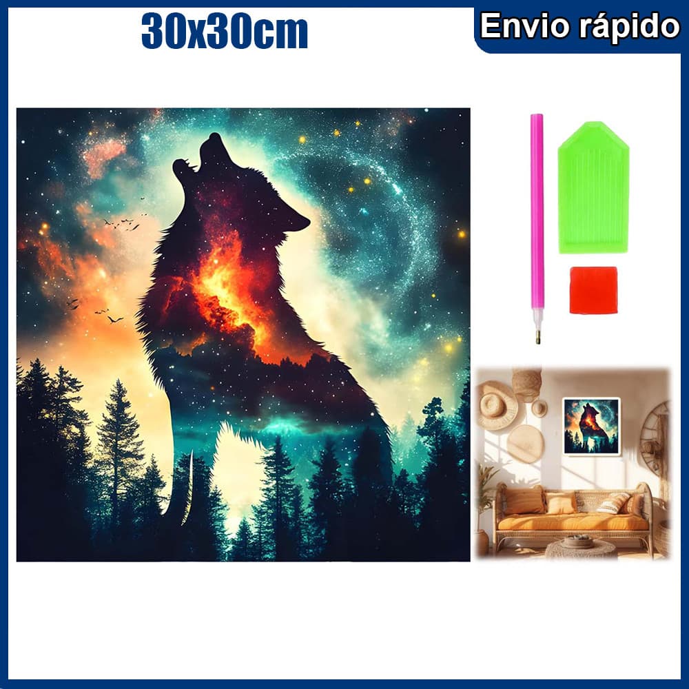 30x30cm Lobo Noturno Pintura Diamante 5D Pintura de Diamante Kits De Pintura Diamante Para Adultos Quadrado