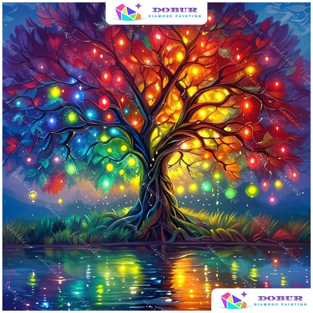 DOBUR | Conjunto De Pintura Diamante Árvore 5D DIY Rodada/Quadrado Full Broca Lona Com Número Artesanato Presente Decora
