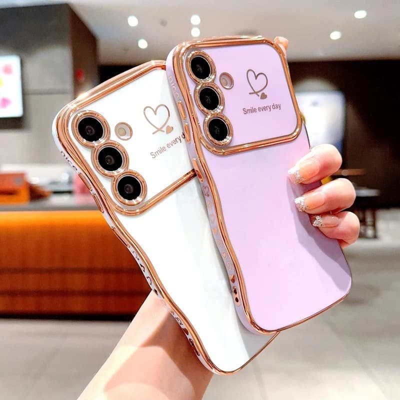 Chapeamento Macio TPU Caso Para Samsung Galaxy A55 A54 A16 A15 A14 A25 A35 A34 5G A24 Lado Amor Coração Capa