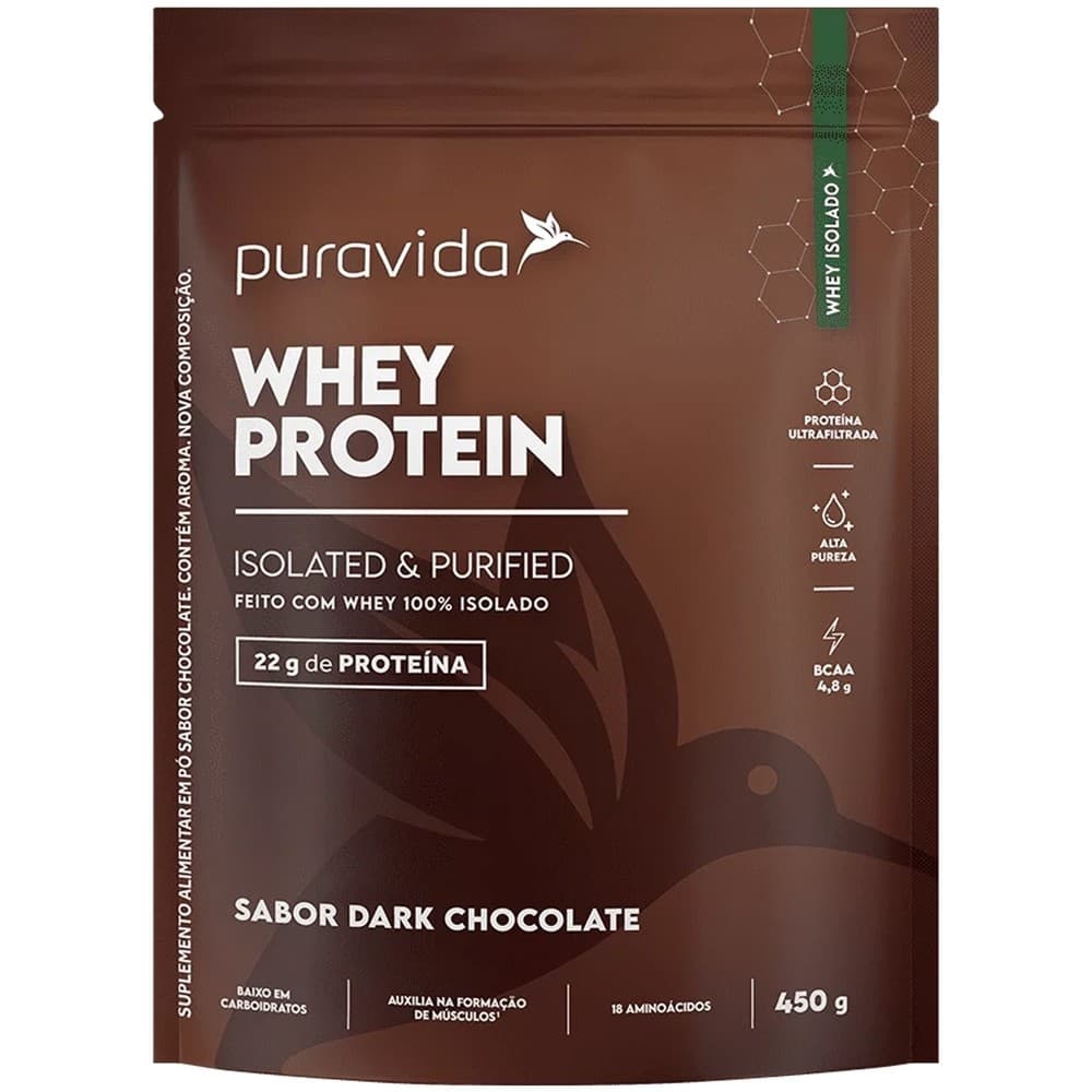 Whey Protein Isolado Puravida Sabor Chocolate 450g