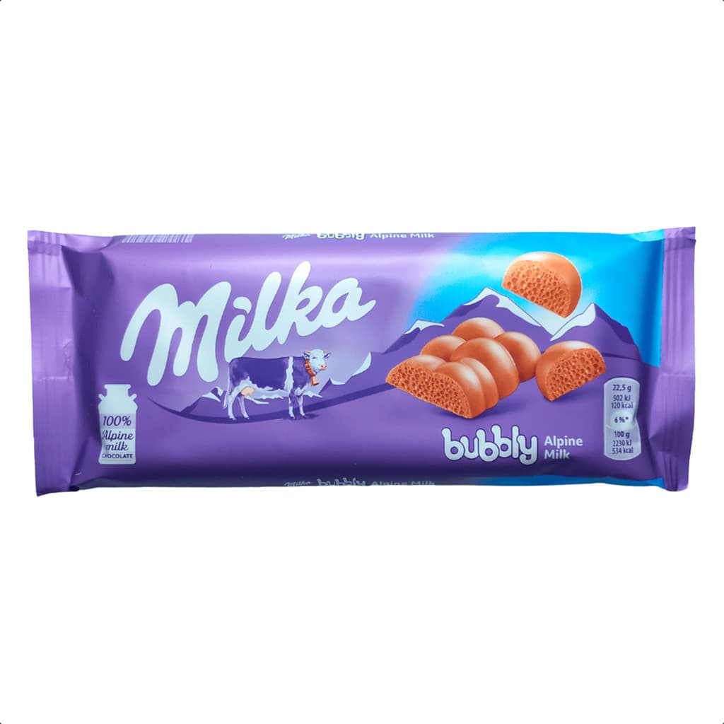 Chocolate Milka Bubbly Aerado Ao Leite Alpino 90g