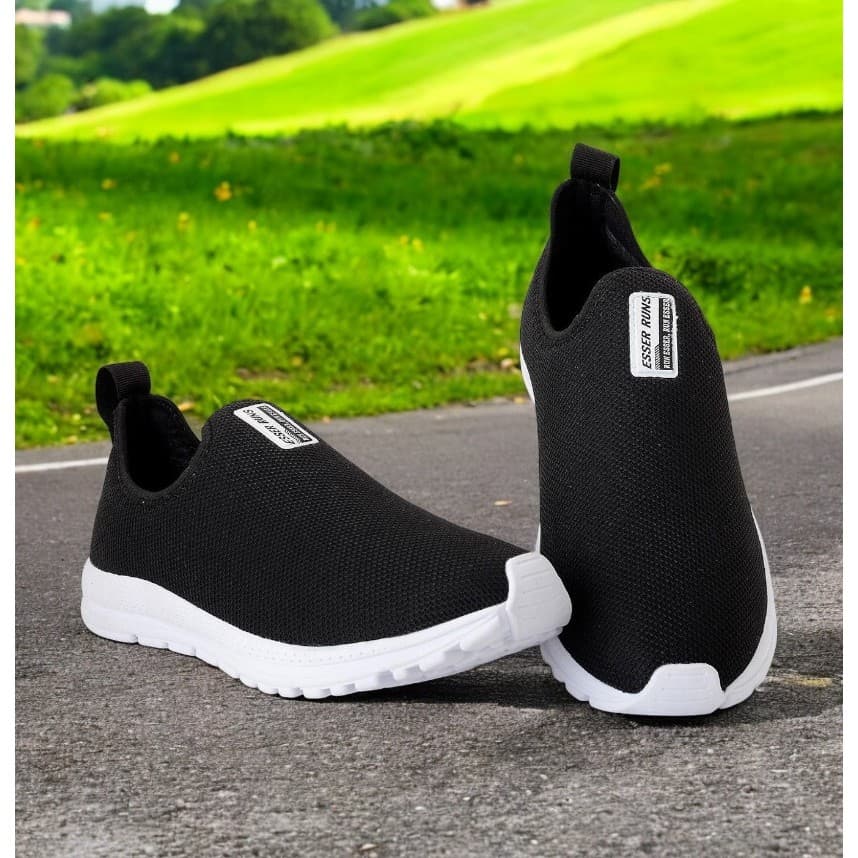 Tênis Feminino Preto Adulto Ortopédico Slip On Sapato Calce Fácil Leve e Confortável Casual Academia
